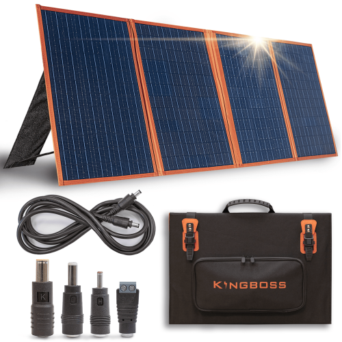 KingBoss Portable 120w Solar Panel High Efficiency Waterproof; with Multiple Outputs and 3-Kickstand; Foldable Design for Optimal Solar Coverage; a KingBoss Portable 120w Solar Panel High Efficiency Waterproof; with Multiple Outputs and 3-Kickstand; Foldable Design for Optimal Solar Coverage; a
