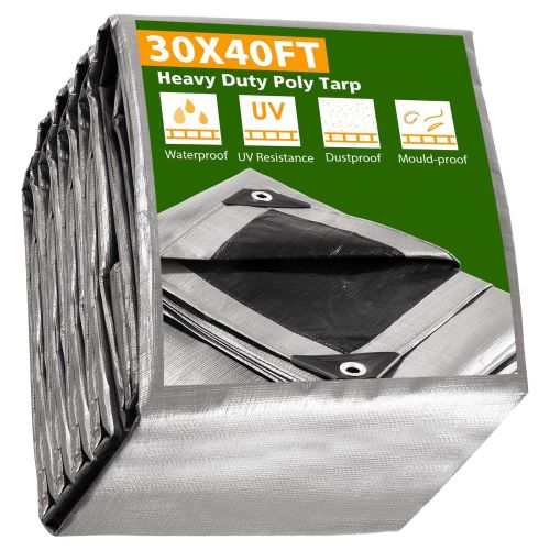 30x40ft Heavy Duty Poly Tarp/ Silver+Black 30x40ft Heavy Duty Poly Tarp/ Silver+Black